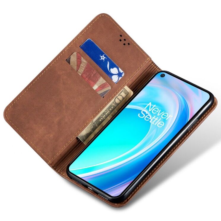 Чехол-книжка с кармашками UniCase Jeans Wallet для OnePlus Nord CE 2 Lite - Coffee: фото 4 из 9