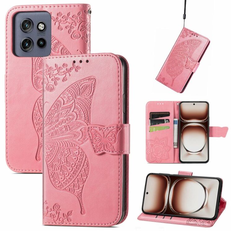 Чехол UniCase Butterfly Pattern для Motorola Edge 50 Neo - Pink: фото 4 из 7