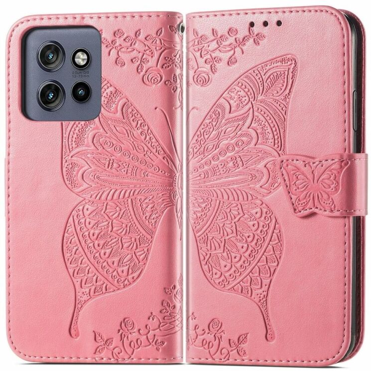 Чехол UniCase Butterfly Pattern для Motorola Edge 50 Neo - Pink: фото 1 из 7