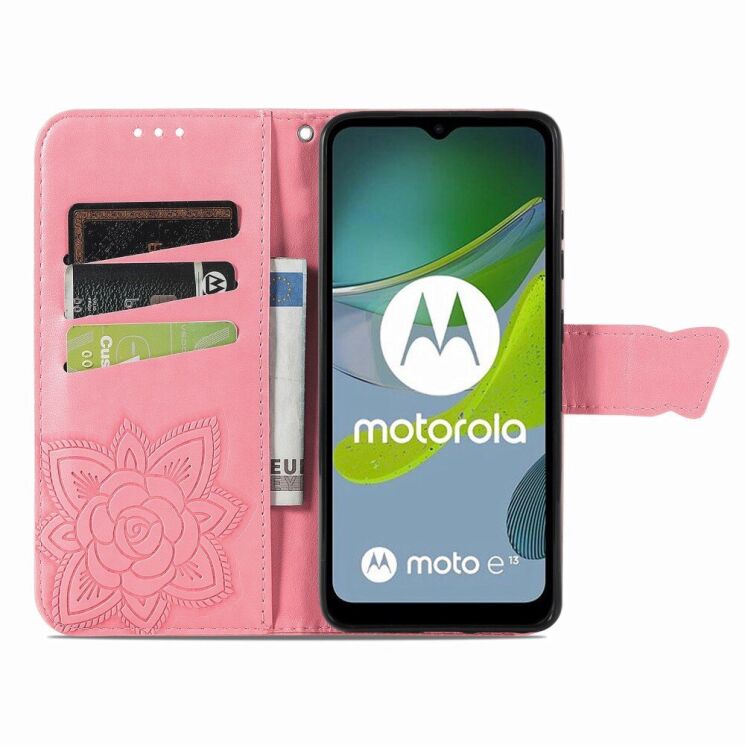 Чехол UniCase Butterfly Pattern для Motorola Moto E13 - Pink: фото 2 из 10