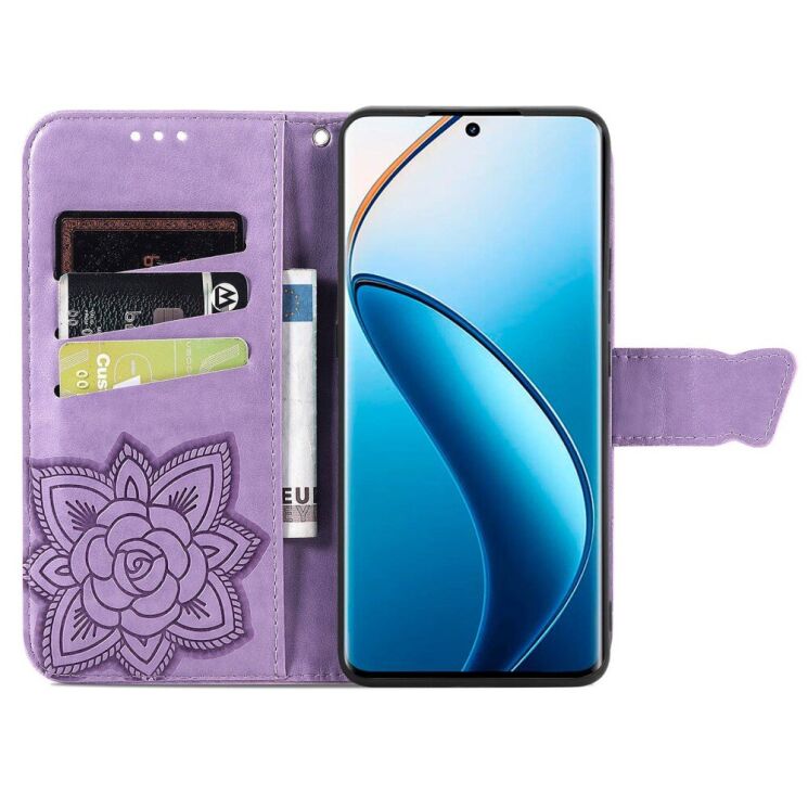 Чехол UniCase Butterfly Pattern для Realme 12 / 12 Plus - Light Purple: фото 2 из 8