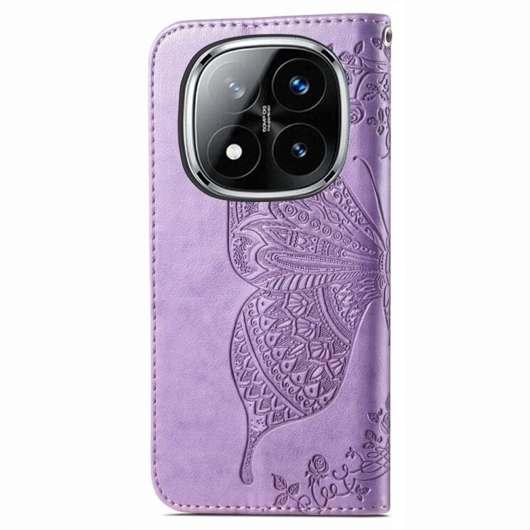 Чехол UniCase Butterfly Pattern для Xiaomi Redmi Note 14 Pro 5G - Light Purple: фото 5 из 9