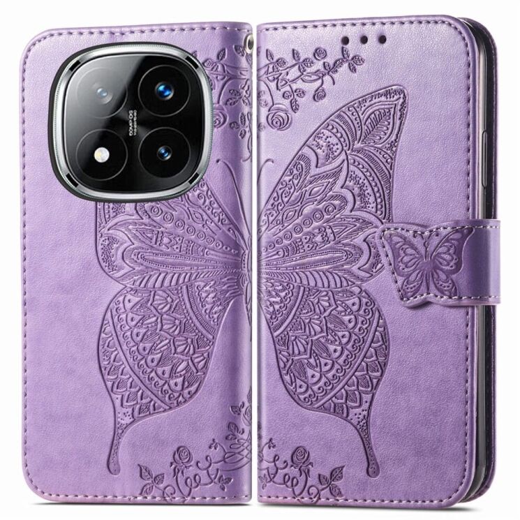 Чехол UniCase Butterfly Pattern для Xiaomi Redmi Note 14 Pro 5G - Light Purple: фото 1 из 9