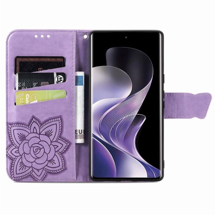 Чехол UniCase Butterfly Pattern для Xiaomi Redmi Note 14 Pro 5G - Light Purple: фото 2 из 9