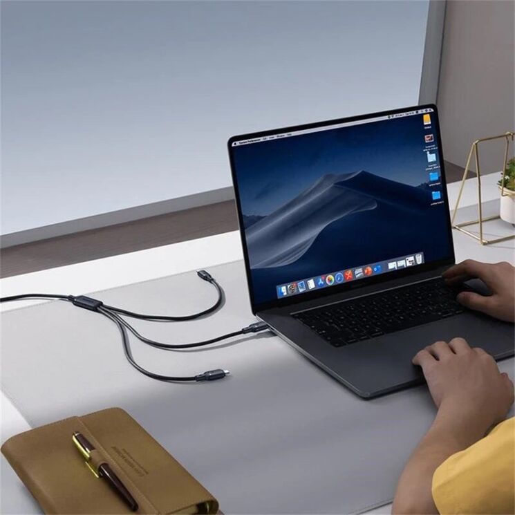 Кабель Baseus Silky 3 in 1 Type-C to Type-C+MicroUSB+Lightning (3.5A, 100W, 1.5m) P10377706123-00 - Black: фото 11 из 11