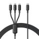Кабель Baseus Silky 3 in 1 Type-C to Type-C+MicroUSB+Lightning (3.5A, 100W, 1.5m) P10377706123-00 - Black (896408B). Фото 1 из 11