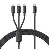 Кабель Baseus Silky 3 in 1 Type-C to Type-C+MicroUSB+Lightning (3.5A, 100W, 1.5m) P10377706123-00 - Black: фото 1 из 11
