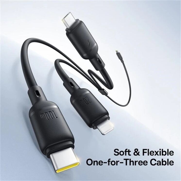 Кабель Baseus Silky 3 in 1 Type-C to Type-C+MicroUSB+Lightning (3.5A, 100W, 1.5m) P10377706123-00 - Black: фото 5 из 11