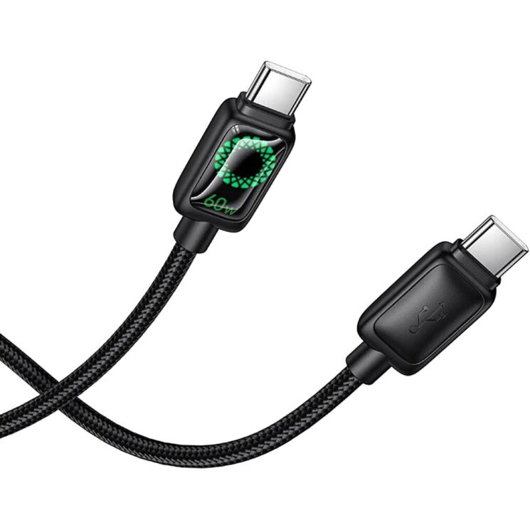 Кабель Hoco U146 Mundo Type-C to Type-C 60W (3A, 1.2m) - Black: фото 4 из 8