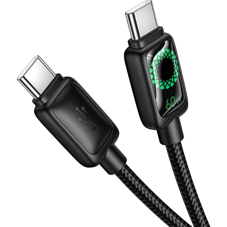 Кабель Hoco U146 Mundo Type-C to Type-C 60W (3A, 1.2m) - Black: фото 2 из 8