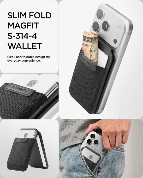 Кардхолдер Spigen Slim Fold (Mag Fit) | S314-4 (AFA11591) - Black: фото 14 из 17