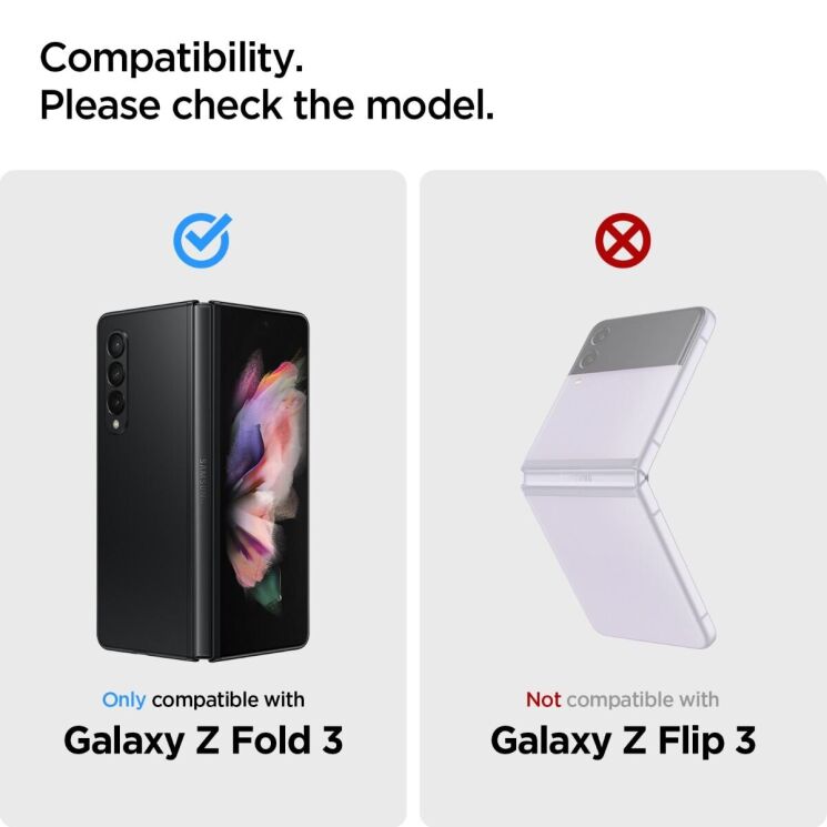 Комплект из пленки и защитного стекла Spigen (SGP) GLAS.tR Screen Protector + Hinge Film для Samsung Galaxy Fold 3 - Black: фото 3 из 8