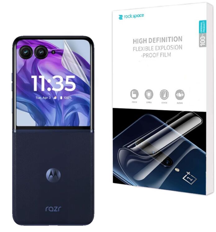 Комплект защитных пленок на внешний экран (2шт) RockSpace Explosion-Proof SuperClear для Motorola Razr 50 Ultra: фото 1 из 1