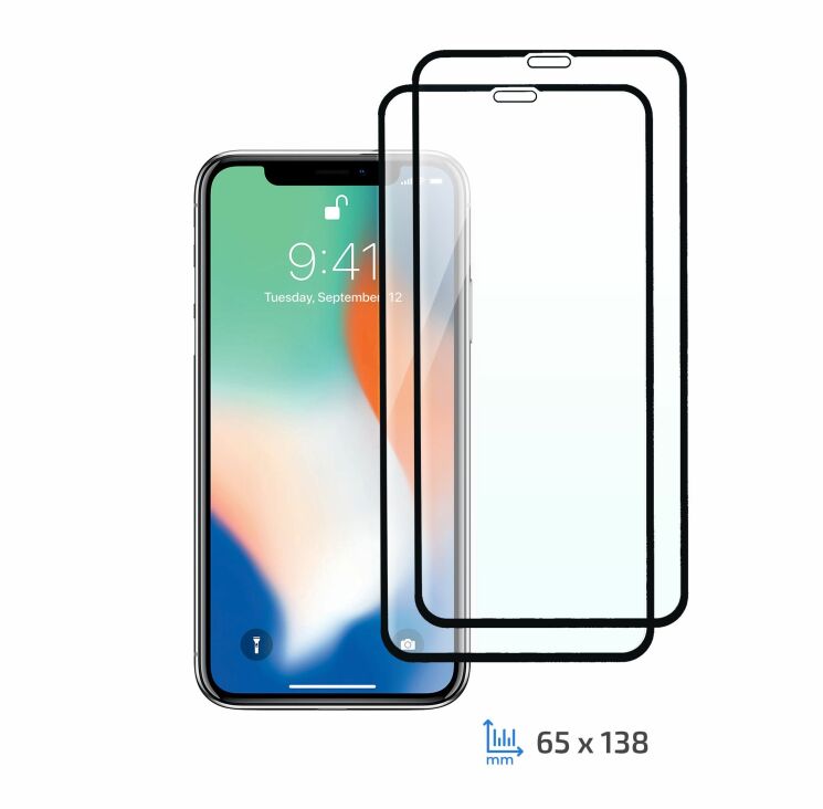 Комплект захисних стекол (2 в 1) 2E Basic Full Glue для iPhone X / XS - Black: фото 1 з 7
