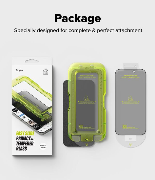 Комплект захисних стекол (2шт) Ringke Easy Slide Privacy для iPhone 17 Pro Max (8800328810716) - Black (411128B) Комплект захисних стекол (2шт) Ringke Easy Slide Privacy для iPhone 17 Pro Max (8800328810716) - Black: фото 20 з 21