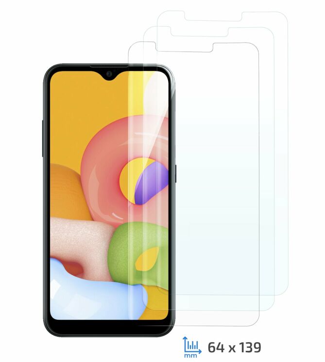 Комплект захисних стекол 3 в 1 2E Clear Glass для Samsung Galaxy A01 (A015) / A40 (A405) - Clear: фото 1 з 5