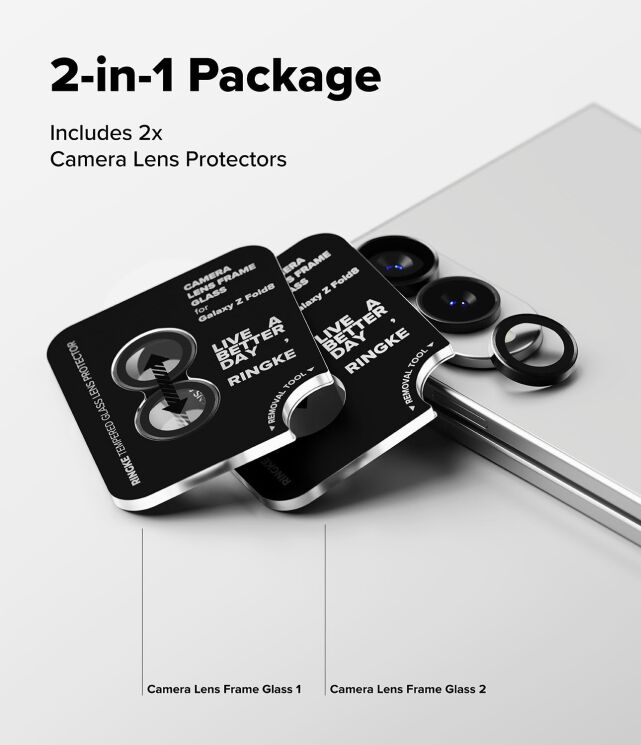 Комплект защитных стекол на камеру Ringke Camera Frame для Samsung Galaxy Fold 8 (8800380460577) - Black: фото 9 из 19