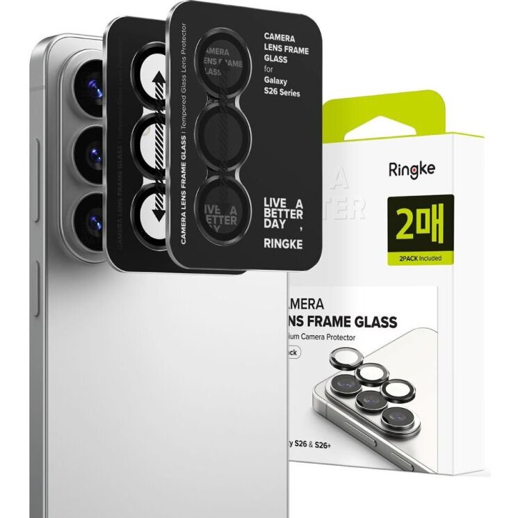 Комплект защитных стекол Ringke Camera Lens Frame Glass для Samsung Galaxy S26 Plus (S947) / Galaxy S26 (S942) 8800328815407 - Black: фото 1 из 16