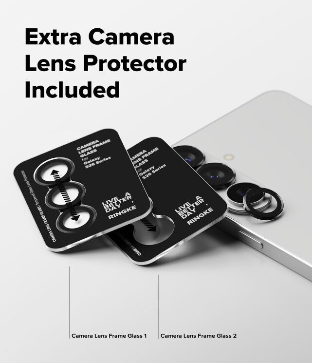 Комплект защитных стекол Ringke Camera Lens Frame Glass для Samsung Galaxy S26 Plus (S947) / Galaxy S26 (S942) 8800328815407 - Black: фото 9 из 16