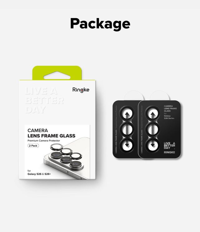 Комплект защитных стекол Ringke Camera Lens Frame Glass для Samsung Galaxy S26 Plus (S947) / Galaxy S26 (S942) 8800328815407 - Black: фото 15 из 16