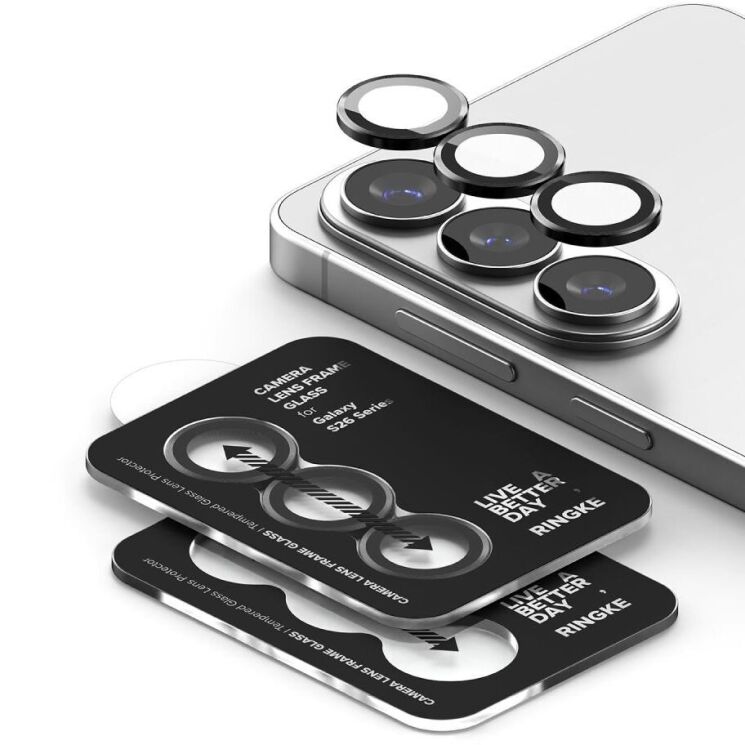 Комплект защитных стекол Ringke Camera Lens Frame Glass для Samsung Galaxy S26 Plus (S947) / Galaxy S26 (S942) 8800328815407 - Black: фото 3 из 16
