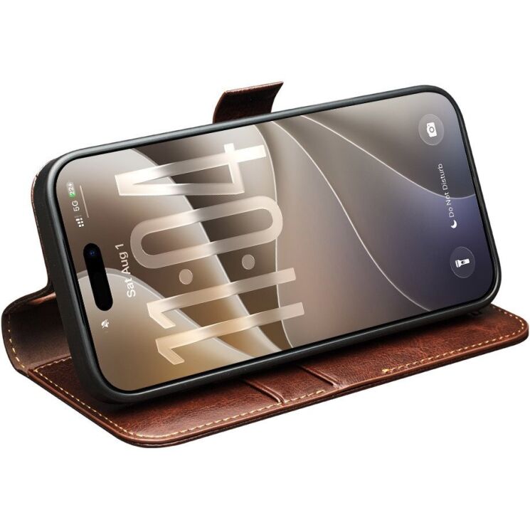 Шкіряний чохол QIALINO Classic Case для iPhone 18 Pro - Brown (423650Z) Шкіряний чохол QIALINO Classic Case для iPhone 18 Pro - Brown: фото 3 з 13