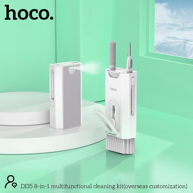 Набор для чистки гаджетов Hoco DI35 Mr.Gadget 8 in 1 - White: фото 9 из 11