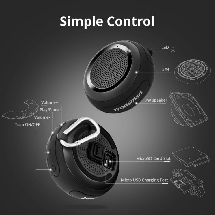 Портативная акустика TRONSMART Element Splash Bluetooth Speaker - Black: фото 11 из 11