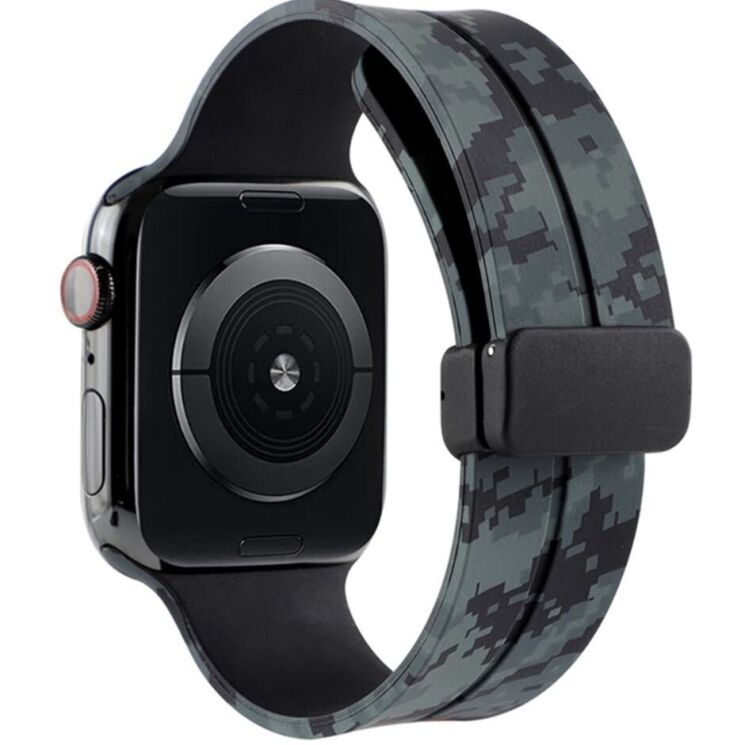 Ремешок Deexe Camo Silicone для Apple Watch 42 (Series 10) / 41 / 40 / SE 40 / 38 - Black: фото 1 из 11