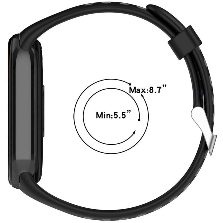 Ремешок Deexe Dot Color для Xiaomi Mi Smart Band 8 / 9 - Black / Grey: фото 8 из 9