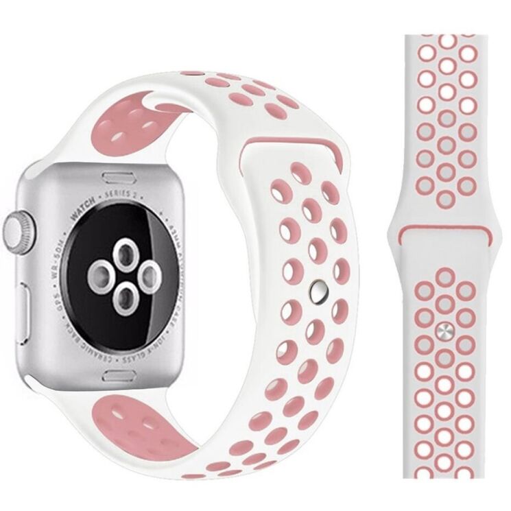 Ремінець Deexe Dual Color для Apple Watch 42 (Series 10) / 41 / 40 / SE 40 / 38 - White / Pink: фото 1 з 1