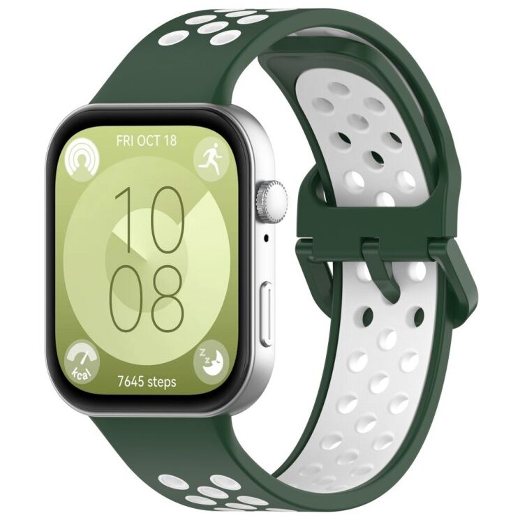 Ремінець Deexe Dual Color для Huawei Watch Fit 3 - Green / White: фото 4 з 7