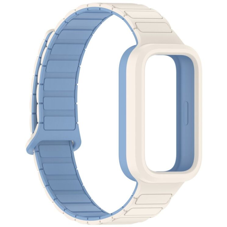 Ремешок Deexe Flexible Fit для Xiaomi Mi Smart Band 9 Active / Redmi Band 3 - Blue / White: фото 3 из 6