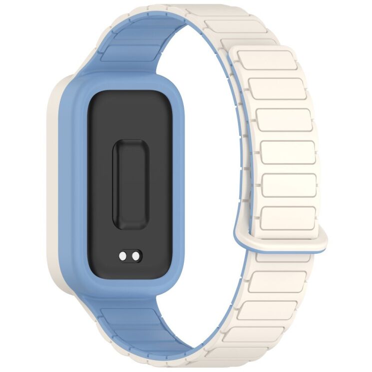 Ремешок Deexe Flexible Fit для Xiaomi Mi Smart Band 9 Active / Redmi Band 3 - Blue / White: фото 1 из 6