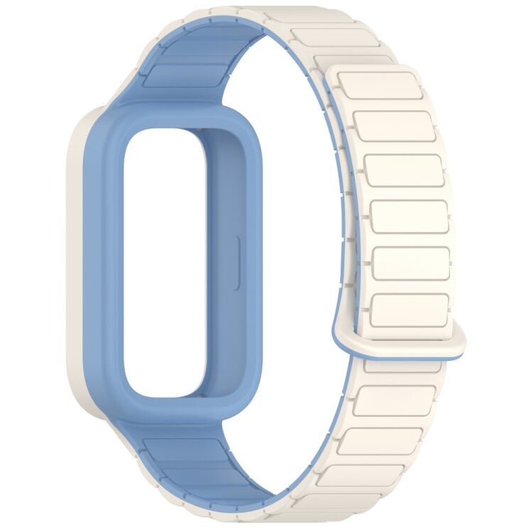 Ремешок Deexe Flexible Fit для Xiaomi Mi Smart Band 9 Active / Redmi Band 3 - Blue / White: фото 2 из 6