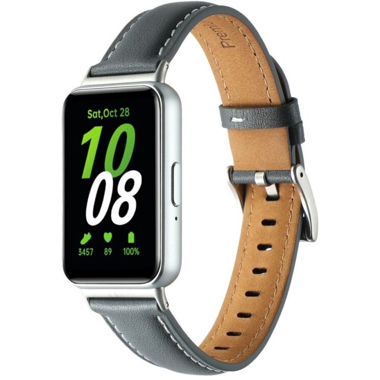 Ремінець Deexe Leather Strap для Samsung Galaxy Fit 3 - Grey: фото 1 з 4
