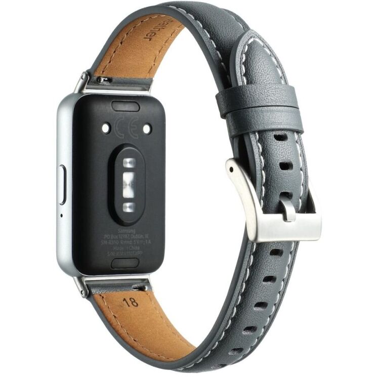 Ремінець Deexe Leather Strap для Samsung Galaxy Fit 3 - Grey: фото 2 з 4