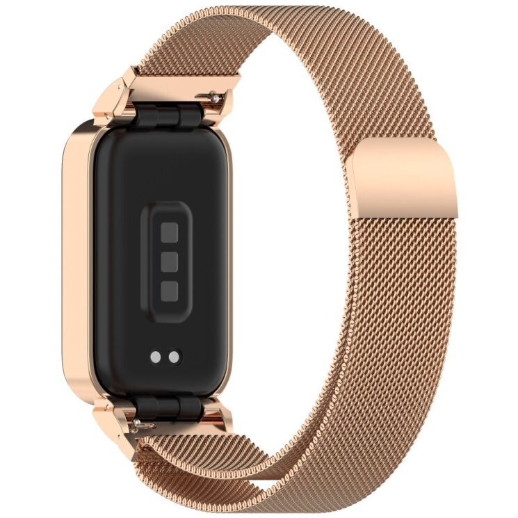 Ремешок Deexe Milanese Loop для Xiaomi Mi Smart Band 9 Active / Redmi Band 3 - Rose Gold: фото 1 из 11