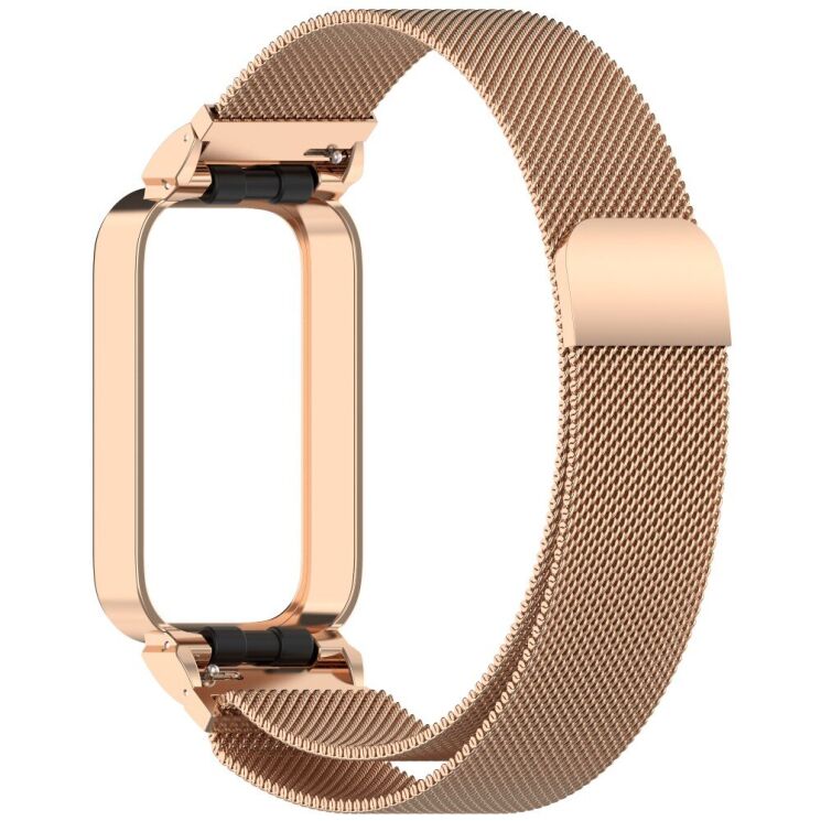 Ремешок Deexe Milanese Loop для Xiaomi Mi Smart Band 9 Active / Redmi Band 3 - Rose Gold: фото 2 из 11