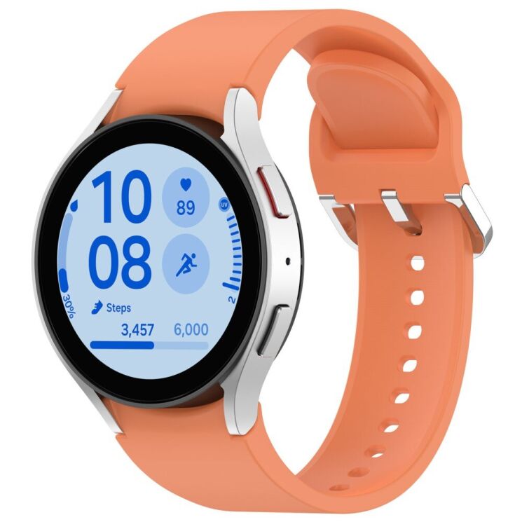 Ремешок Deexe Silicone Band для Samsung Galaxy Watch 4 / 4 Classic / 5 / 5 Pro / 6 / 6 Classic / 7 / FE - Orange: фото 2 из 8