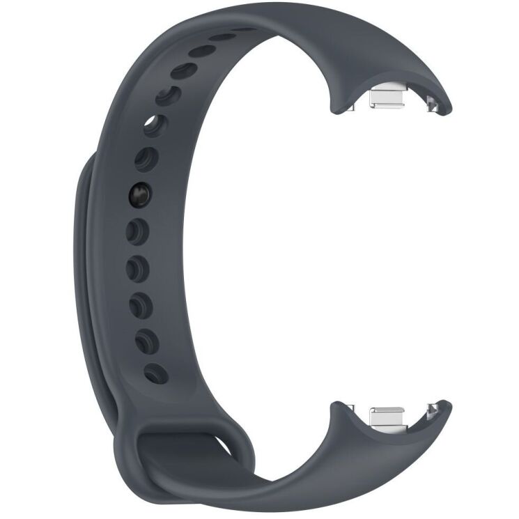 Ремешок Deexe Soft Silicone для Xiaomi Mi Smart Band 8 / 9 - Platinum Steel Grey: фото 4 из 5