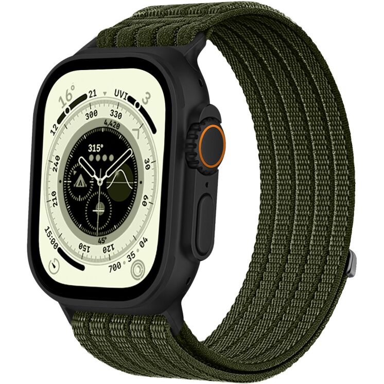 Ремешок Deexe Soft Weave для Apple Watch 49 / 46 / 45 / 44 / SE 44 / 42 (Series 1-3) / Ultra / Ultra 2 / Ultra 3 - Dark Green: фото 2 из 5