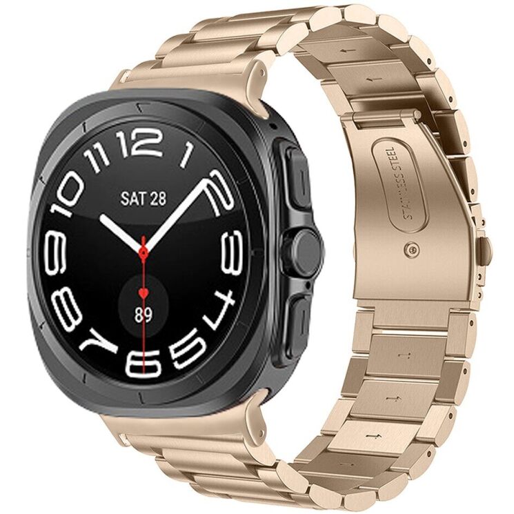 Ремінець Deexe Stainless Steel для Samsung Galaxy Watch 8 (40/44mm) / 8 Classic - Retro Gold: фото 3 з 5
