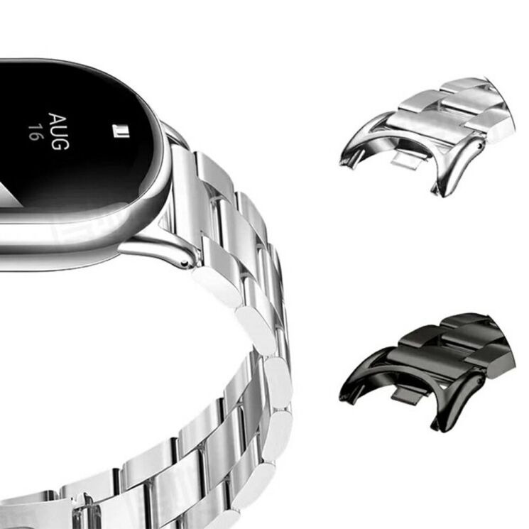 Ремешок Deexe Stainless Steel для Xiaomi Mi Smart Band 8 / 9 / 10 - Silver: фото 4 из 5
