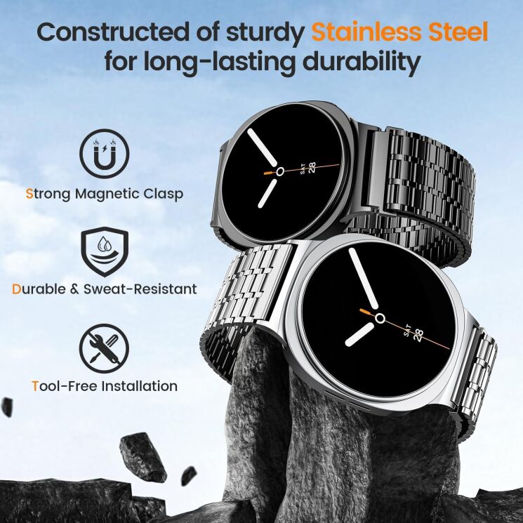 Ремінець Deexe Zenith для Samsung Galaxy Watch 8 (40/44mm) / 8 Classic - Silver: фото 8 з 9