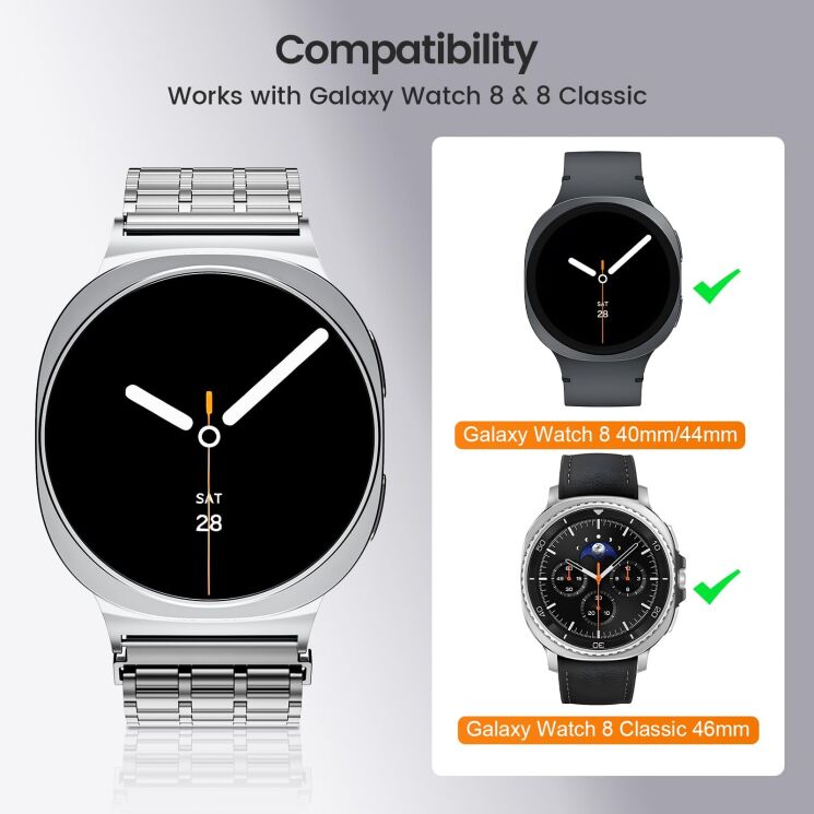 Ремінець Deexe Zenith для Samsung Galaxy Watch 8 (40/44mm) / 8 Classic - Silver: фото 3 з 9