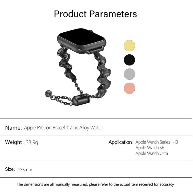 Ремешок KALEBOL Ribbon Style для Apple Watch 42 (Series 10) / 41 / 40 / SE 40 / 38 - Gold: фото 8 из 9
