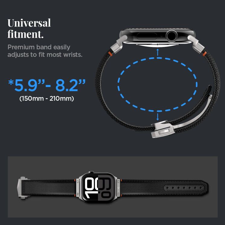 Ремінець Spigen Classic Fit (FW) для Apple Watch 46 / 45 / 44 / SE 44 / 42 (Series 1-3) / Ultra / Ultra 2 / Ultra 3 (AMP09304) - Black: фото 17 з 20