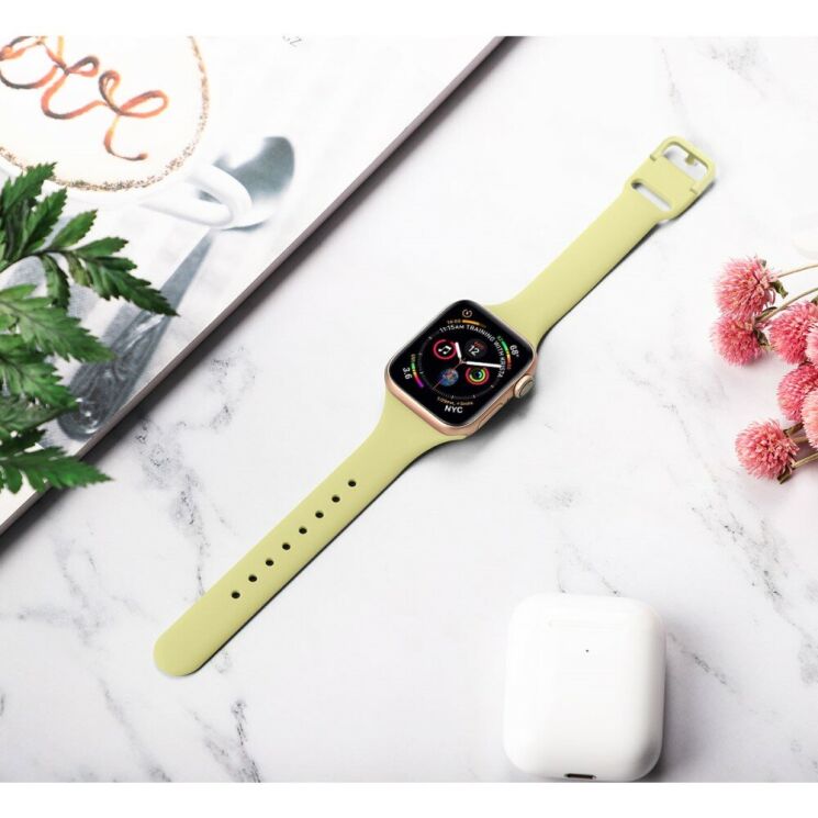 Ремінець UniCase Silicone Strap для Apple Watch 42 (Series 10/11) / 41 / 40 / SE 40 / 38 - Yellow Green: фото 4 з 5