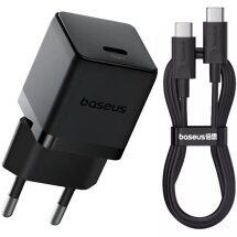 Сетевое зарядное устройство Baseus Palm 1C (20W) + кабель Type-C to Type-C (P10111602113-01) - Black: фото 1 из 14